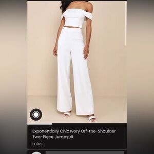 Lulu's Elegant Ivory Off-Shoulder Jumpsuit